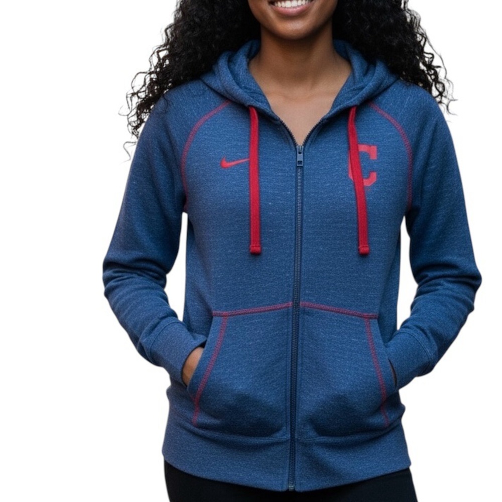 Nike Women's Blue Hoodie with Red Accents Sz M - Picture 13 of 14
